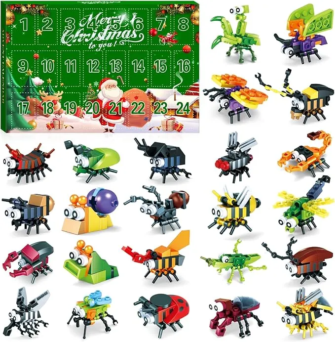 Advent Calendar 2024, 24pcs Building Blocks Christmas Countdown Calendar Mini Animals Building Block Toys for Kids Boys Girls Xmas Stocking Stuffer Party Gifts 4 5 6 7 8