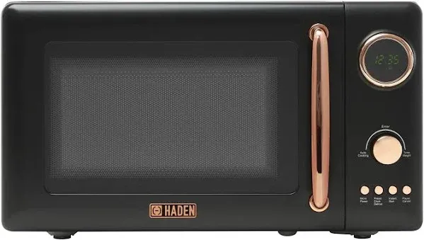 Haden 700 Watt 0.7 Cubic Foot Microwave Oven with Digital Controls, Defrost, and Instant Start Countertop Small Appliance, Turquoise/Chrome