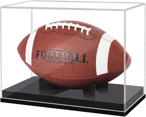 Football Display Case Full Size, TiopLior Football Case Display Case Clear with Removable Football Stand No Assembly Required Acrylic Display Case for Football