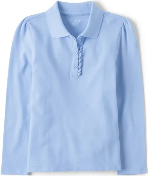 Girls Uniform Ruffle Pique Polo - Blue