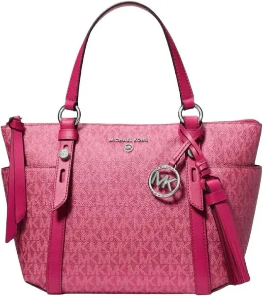 Michael Kors Sullivan Small Convertible TZ Tote Bag Deep Fuchsia Pink New