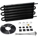 6 Pass Ultra-Cool Tube and Fin Transmission Cooler Universal 5/16" Oil Cooler Kit 403 Aluminium Black??