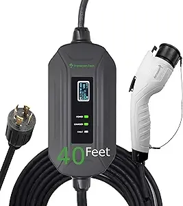 PRIMECOM Level 2 Electric Vehicle (EV) Charger (220V / 240Volt, 16Amp) Portable EVSE Smart Electric Car Charger, 30', 40', and 50 Feet Lengths (NEMA L14-30P, 40 Feet)