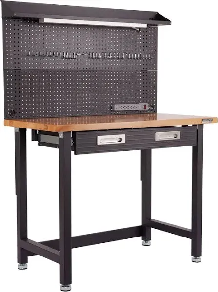 Seville Classics UltraHD Heavy Duty Commercial Lighted Workcenter w/Pegboard,...