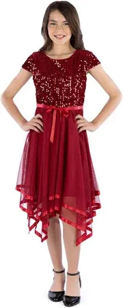 Girls size 16 sequin high low holiday dress. NEW with tags