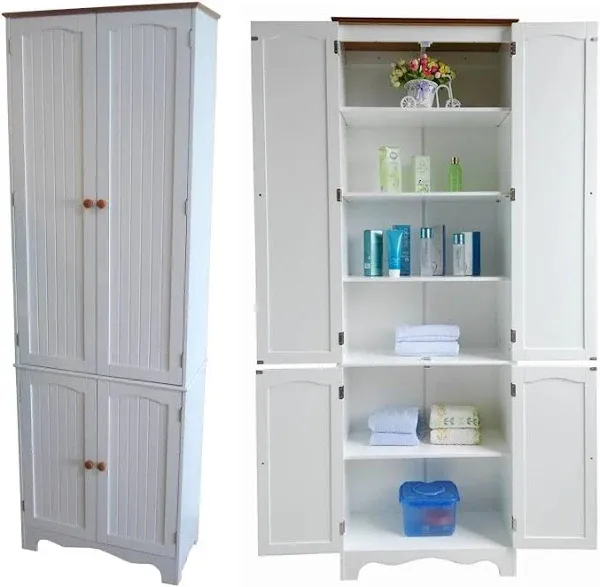 72" Tall Freestanding Storage Cabinet/Pantry Cabinet/Linen Cabinet, W:23.8" x D:11.8" x H: 72.2", White (HC-004)