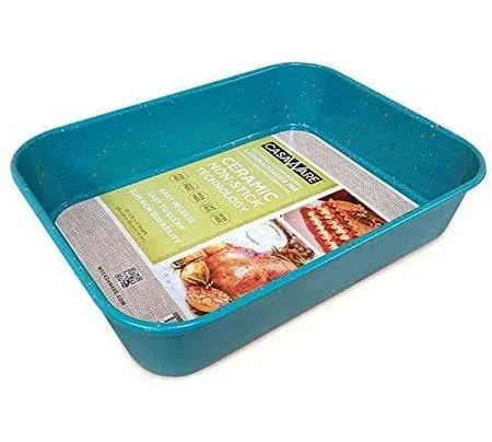 casaWare Ceramic Coated Nonstick Lasagna/Roaster Pan 13 x 10 x 3-Inch (Blue Granite)