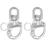 SHONAN Swivel Eye Snap Shackle, Marine Sailboat Shackles, 2 Pack Stainless Steel Swivel Shackles for SCBA Mask Quick Release, Sailing Rigging for Spinnaker Halyard