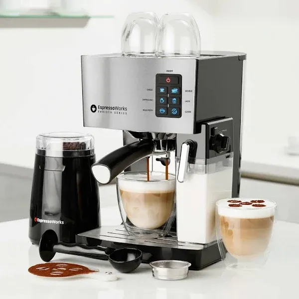 Espressoworks 19-Bar Espresso, Cappuccino and Latte Maker 10-piece Set