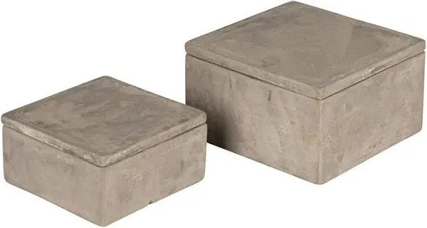 Bloomingville Contemporary Cement Boxes with Lids (Set of 2)