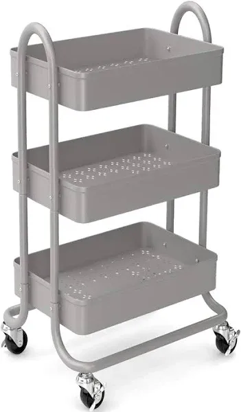  3-Tier Rolling Metal Storage Organizer - Mobile Utility Rolling Storage Cart, 