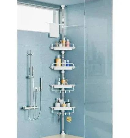 32-122inch Corner Shower Caddy Tension Pole White