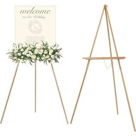 Meeden Wedding Easel Stand, Max Height 64'' Holds Up To 40"/11Lb, Wooden Stand ...