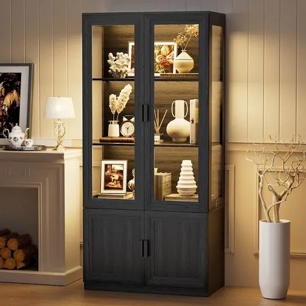 Curio Cabinet&bookcase With 3 Color Light Wrought Studio