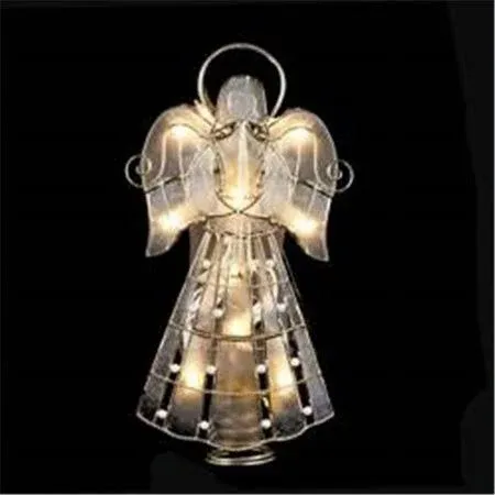 Kurt Adler 10-Light Capiz Angel Treetop with Vines and Pearls, 9.75-Inch