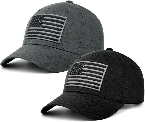 LCZTN 2 Pack American Flag Baseball Cap for Men Women,Low Profile USA Plain Dad Hat