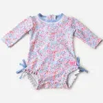 RuffleButts Sparkle Shimmer On Long Sleeve One Piece Rash Guard 6-12M