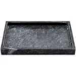 Noble Natural Marble Tray for Desktop/Kitchen/Vanity/Bathroom, Stone Organizer Tray for Coffee Table, Plate Holder for Tissues, Candles, Soap, Towel, Plant (Cloud Gray, Large 12“ x 8”)