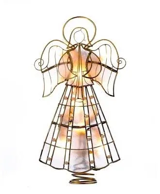 Kurt Adler 10-Light 9.75-Inch Capiz Angel Treetop with Clear