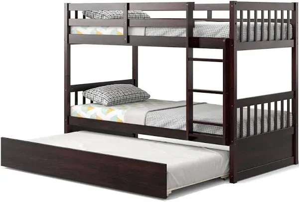 Costway Twin Over Twin Bunk Bed with Twin Trundle