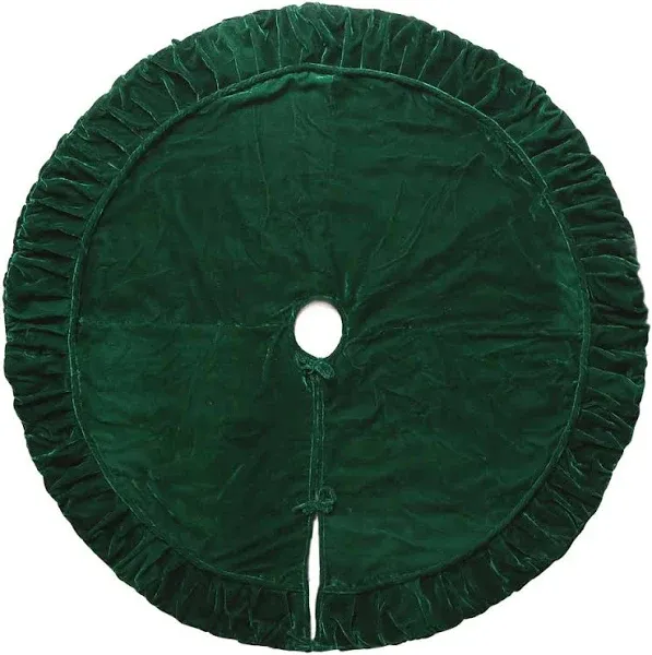 Vickerman Plush Emerald Green Velvet Christmas Tree Skirt