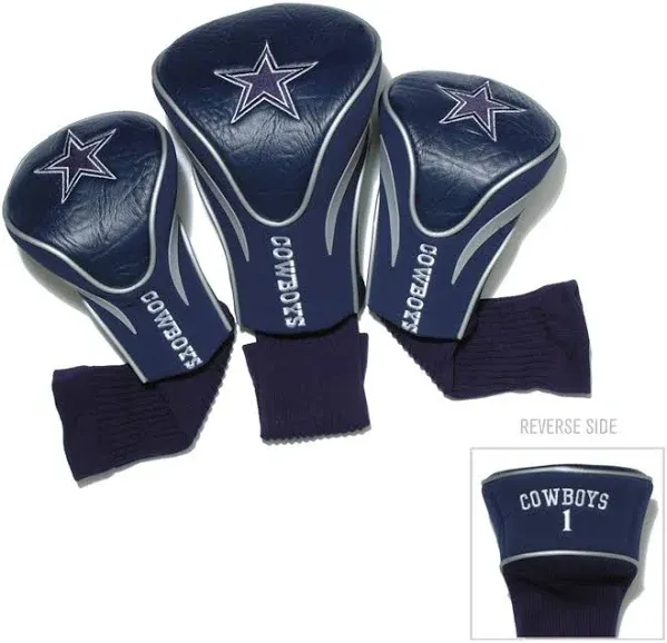 Team Golf NFL Dallas Cowboys Contour Golf Club Headcovers (3 Count) Numbered 1, 3, & X, Fits Oversized Drivers, Utility, Rescue & Fairway Clubs, Velour lined for Extra Club Protection