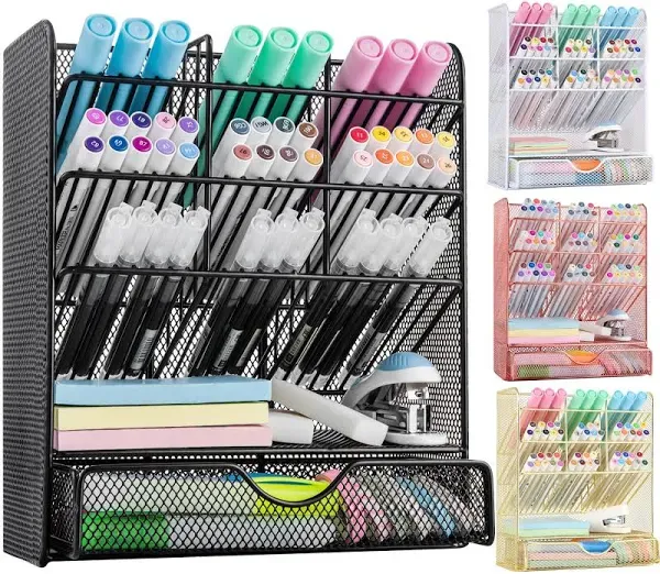 Spacrea Metal Pen Organizer, Pencil Holder for Desk, Desk Organizer