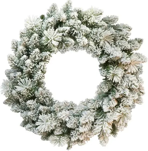 Puleo International 24 inch Flocked Spruce Wreath with 110 Tips, Green