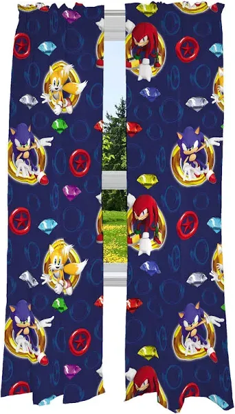 Franco Kids Room Window Curtains Drapes Set, 82 in x 84 in, Sonic The Hedgehog, Anime