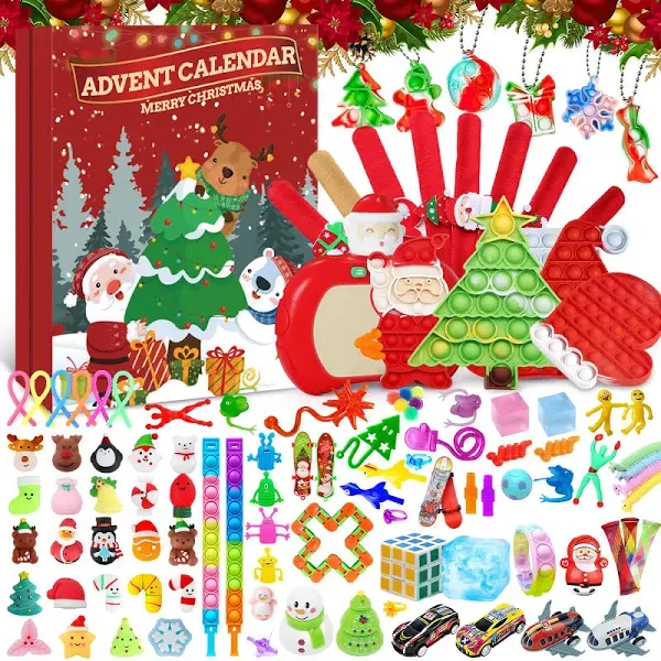 Fidget Advent Calendars 2024 For Kids,24 Days of Surprises Fidget Toys, blue