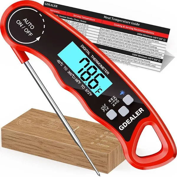 GDEALER DT09 Waterproof Digital Meat Thermometer - Red