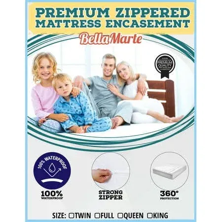 Zippered Mattress Encasement Full - 100% Waterproof and Bed Bug Proof Mattres...