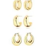 HILXURY Gold Chunky Hoop Earrings Set for Women, 14K Gold Plated Twisted Huggie Hoop Earring Hypoallergenic, Thick Open Hoops Set Lightweight