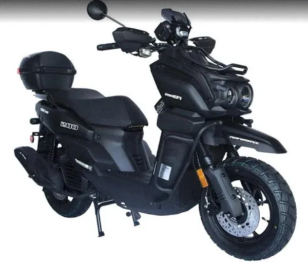 HHH Tank 200 EFI Scooter Vitacci Tank 200 Motorcycle 200cc Scooter Street Bike Fully Automatic with Matching Rear Trunk (Black)