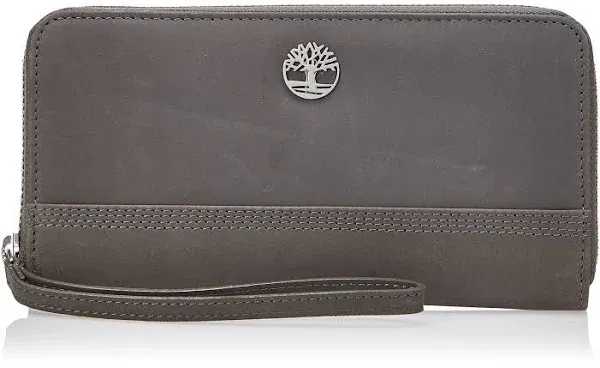 Timberland Women's Leather RFID Zip Around Wallet Clutch with Wristlet Strap