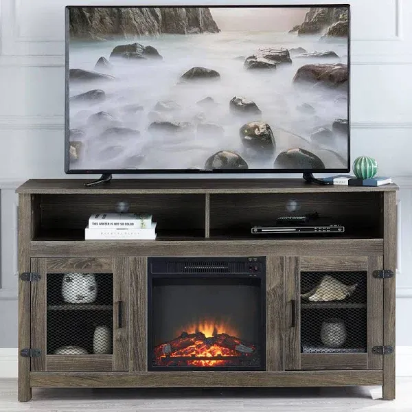 58 in. Farmhouse TV Stand with Electric Fireplace