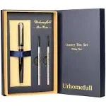 Urhomefull Stunning Luxury Rollerball Pen with 24K Gold TrimSwitzerland Tip with Black Ink Refills Perfect Ballponit Pen Gift