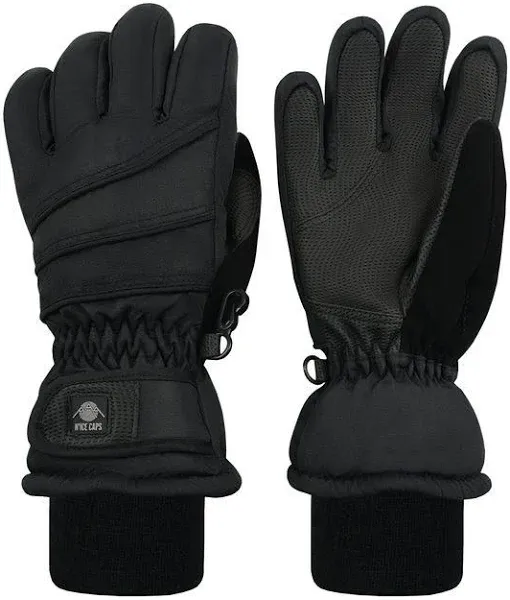 N'Ice Caps Kids Waterproof Thinsulate Warm Winter Gloves (Black 1, 5-6 Years)