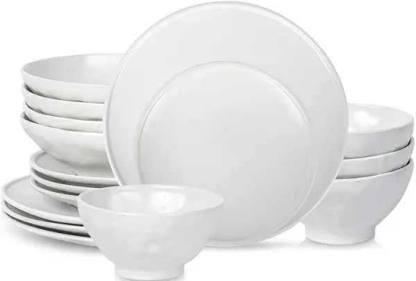 Stone + Lain Nendo Stoneware White Dinnerware Set | 16-Piece