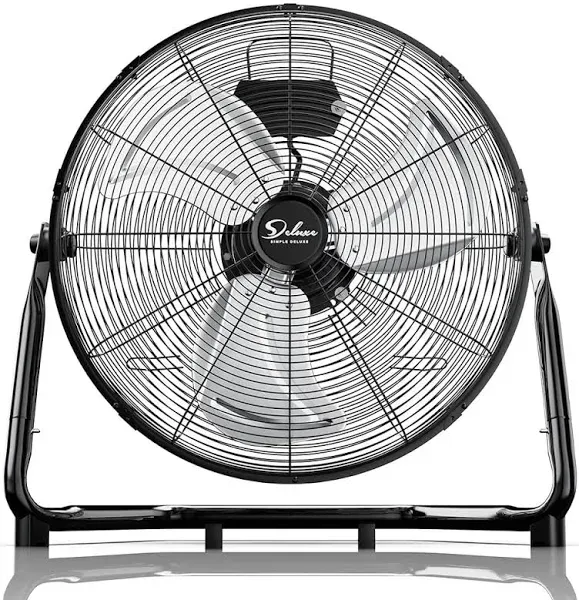 Simple Deluxe 3-Speed High Velocity Heavy Duty Metal Industrial Floor Fans Quiet