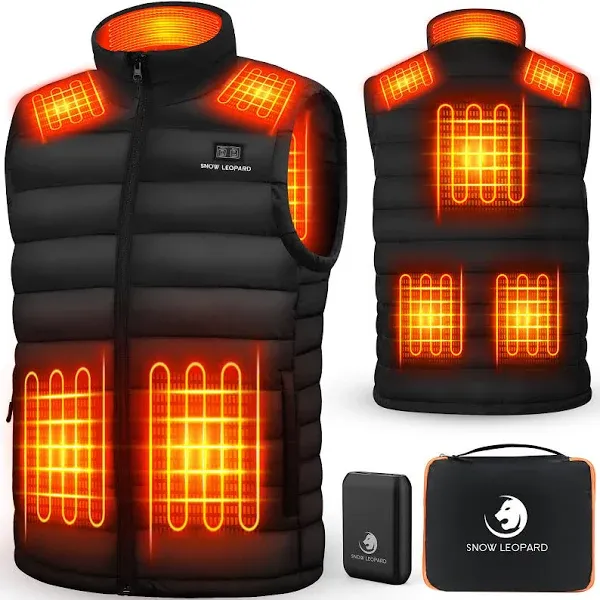 SNOW LEOPARD Heated Vest for Men with Battery Pack Included, 16000mAh 7.4V Rechargeable Men's Heated Vest Electric Vest