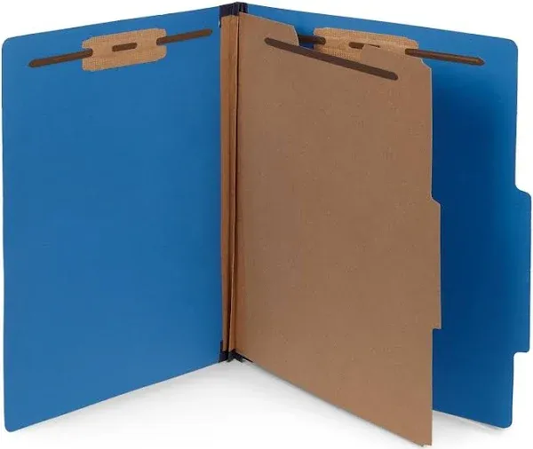 10 Dark Blue Classification Folders - 1 Divider - 2 Inch Tyvek Expansions - D...