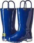 Western Chief Kids' Waterproof PVC Light-Up Rain Boot, Solid Blue, Size 11/12