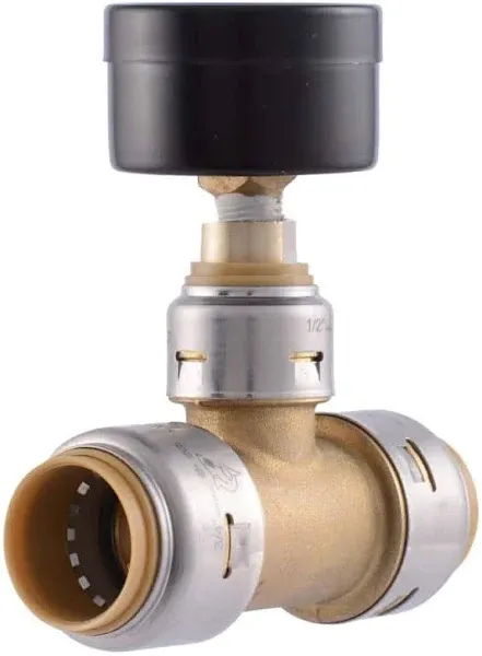 SharkBite Max 3/4 in. Push-to- Connect Brass Tee with Water Pressure Gauge