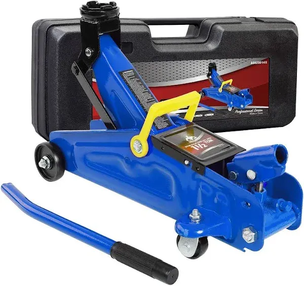 Floor Jack 1.5 Ton (3,300 LBs) Hydraulic Car Jack with Storage Case, Lifting Range from 5.31 Inch to 13.2 Inch, Fits Sedans Automotive