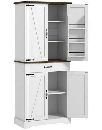 Homcom Farmhouse Kitchen Pantry Storage Cabinet