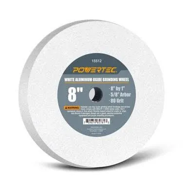 POWERTEC 15504 White Aluminum Oxide Grinding Wheel, 8-Inch by  Assorted Styles 