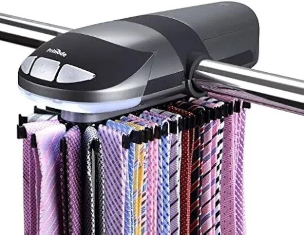 Motorized Tie Rack Stores Up to 50 Ties– Closet Organizer Holds &amp; Displays Up...