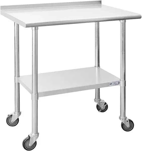 HALLY Stainless Steel Table for Prep &amp; Work 24 x 36 Inches with Caster Wheels...