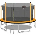 Skybound 15ft Outdoor Recreational Trampoline with Enclosuure Net for Kids and Adults, Orange, Size: 15'